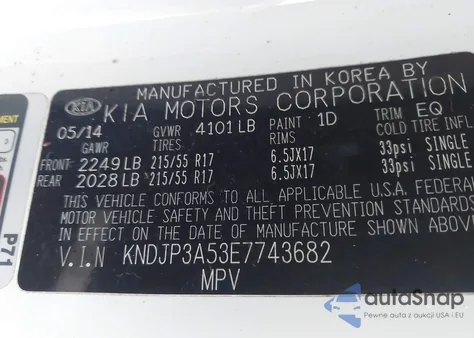 2014 Kia Soul + from USA, damaged, VIN KNDJP3A53E7743682